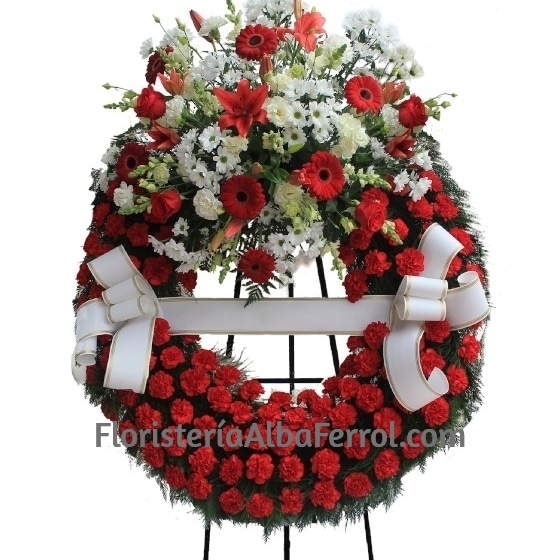 Corona Funeraria Roja y Blanca